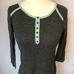 PINK ROSE Teal and Dark Grey Baseball Tee